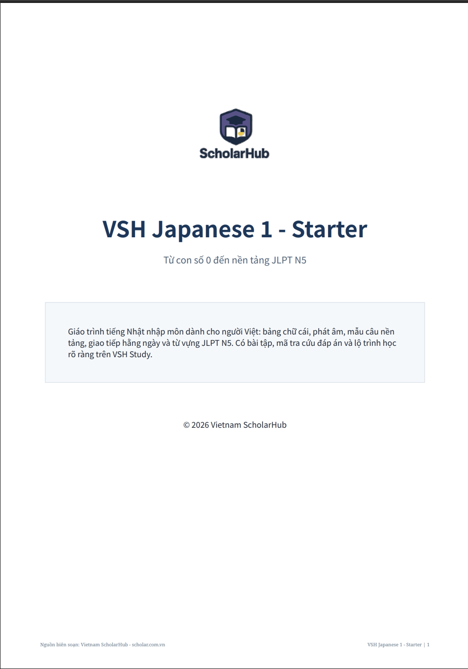 Bìa VSH Japanese 1 - Starter