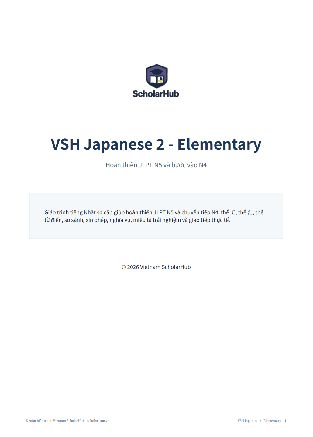 Bìa VSH Japanese 2 - Elementary